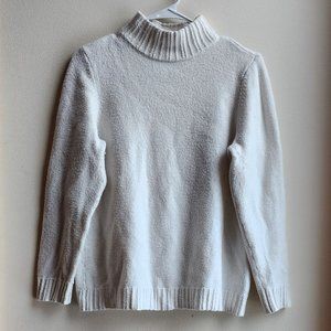 Talbots White Ribbed Turtleneck Sweater Size Large